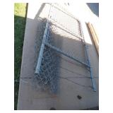 Chain Link Gate w/Barbed Wire at Top & Roll of