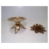 Vintage Solid Brass Pillar Candle Holder Acanthus