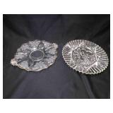 2 Vintage Clear Glass Serving Platters