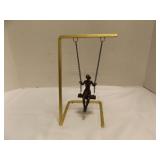 Modernist Metal Woman On A Swing Figurine