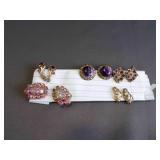 5 Pair Vintage Clip On Earrings