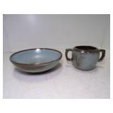 Vintage Frankoma Pottery Blue Glaze 2 Handle Sugar