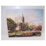 20" X 16" Wall Hanging Print Church & Landscape