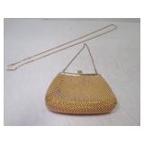 Vintage Gold Tone Metal Mesh Evening Bag w/Kiss
