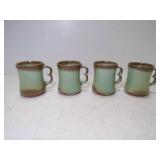 4 Vintage Frankoma Pottery Prairie Green Glaze