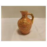 Vintage Mid Century Pink & Gold Ceramic Pitcher