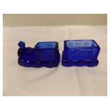 Cobalt Blue Modern Art Glass Train
