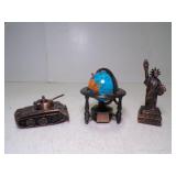 3 Die Cast Novelty Pencil Sharpeners - Statue