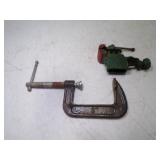 Small Clamp On Table or Bench Vise & 3" C Clamp
