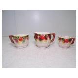 Vintage Ceramic Measuring Cups Raised Fruit &