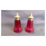 Vintage Viking Georgian Ruby Red Glass S&P Shakers