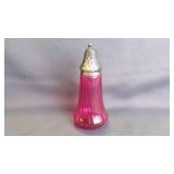 Victorian Cranberry Glass Sugar Shaker w/Metal Lid