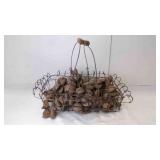Vintage Wire Bird Basket Filled w/Faux Brazil Nuts