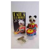 Vintage Panda Drummer Clockwork Wind-Up Tin Toy