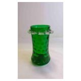 Vintage Emerald Inverted Thumbprint Glass Vase