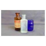 Three Antique Glass Pharmaceutical Bottles