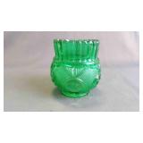 Antique Detailed Aqua Geometric Glass Bowl/Dish