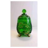 Vintage "Croesus" Emerald Green Sugar Bowl w/Lid