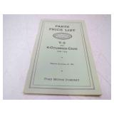 1932 Ford Parts Price List V-8 & 4 Cylinder Cars