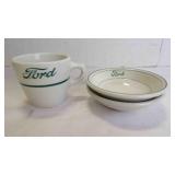 Vintage Restaurant-Ware Ceramic "Ford Logo" Dishes