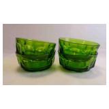 Vintage Avocado "Thumbprint" Glass Dessert Bowls