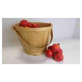 Vintage Wood Harvest Basket w/Faux Persimmons