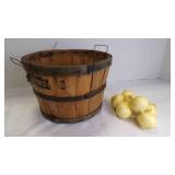 Vintage Wood Bushel Basket Filled w/Faux Onions