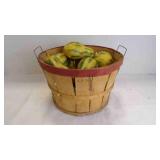Vintage Wood Bushel Basket Filled w/Faux Squash