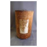 Vintage 5-Gallon Neatsfoot Wood Oil Barrel w/Lid