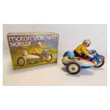 Vintage Motorcycle w/Sidecar Clockwork Wind-Up Toy