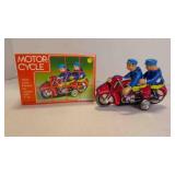 Vintage Police Officers Duo Lithograph Motorcycle