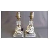 2 Beautiful Vintage Diamond-Cut Boudoir Lamps