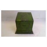 Vintage Green Embossed Floral Wood Jewelry Box