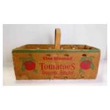 Vintage Corrugated Cardboard Basket w/Wood Handle