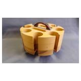 Vintage Wood Poker Chip Carousel Caddy w/Handle