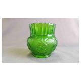 Antique Detailed Emerald Geometric Glass Bowl/Dish