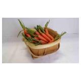 Vintage Wood Harvest Splint Basket w/Faux Carrots