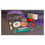 A Zippered Bag Filled w/Assorted Sewing Items