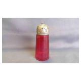 Victorian Cranberry Glass Sugar Shaker w/Metal Lid