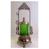 Beautiful Antique Victorian Pickle Castor w/Tong