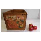 Vintage North Hills Fruit Wood Crate w/Faux Apples
