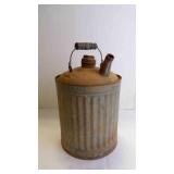 Vintage Galvanized Metal Cylinder Fuel Can w/Cap