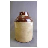 Antique Two-Tone Stoneware Whiskey Jug - No Lid