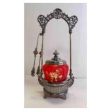 Beautiful Antique Victorian Pickle Castor w/Tong