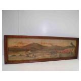 Antique Framed Print Early Day America Harvesting