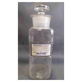 Antique Square Glass Apothecary Bottle w/Stopper