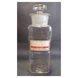 Antique Square Glass Apothecary Bottle w/Stopper
