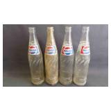 4 Vintage 16oz Pepsi-Cola Clear "EMPTY" Bottles