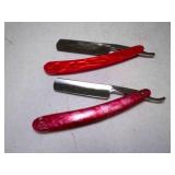 2 Vintage Straight Razors - 1 Branded Krystal
