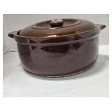 Brown Stoneware Casserole Dish, 8" across